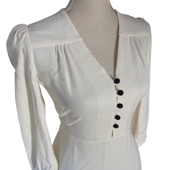 Bella Freud Sundown Crepe Dress white size US 4 UK 8 S XS mini v-neck 3/4 sleeve - Picture 8 of 12